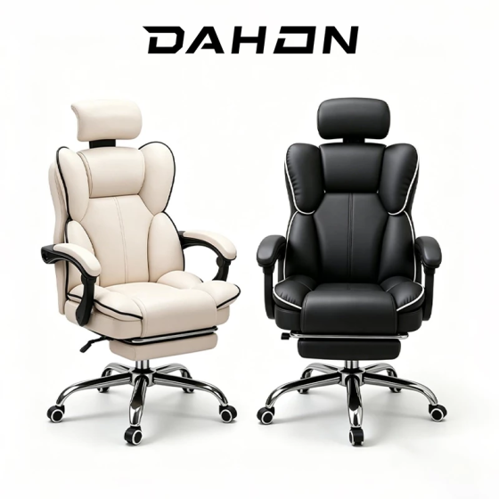 DAHON Office Chair Ergonomic High-Back Genuine Leather Executive Chair With Headrest And Footrest